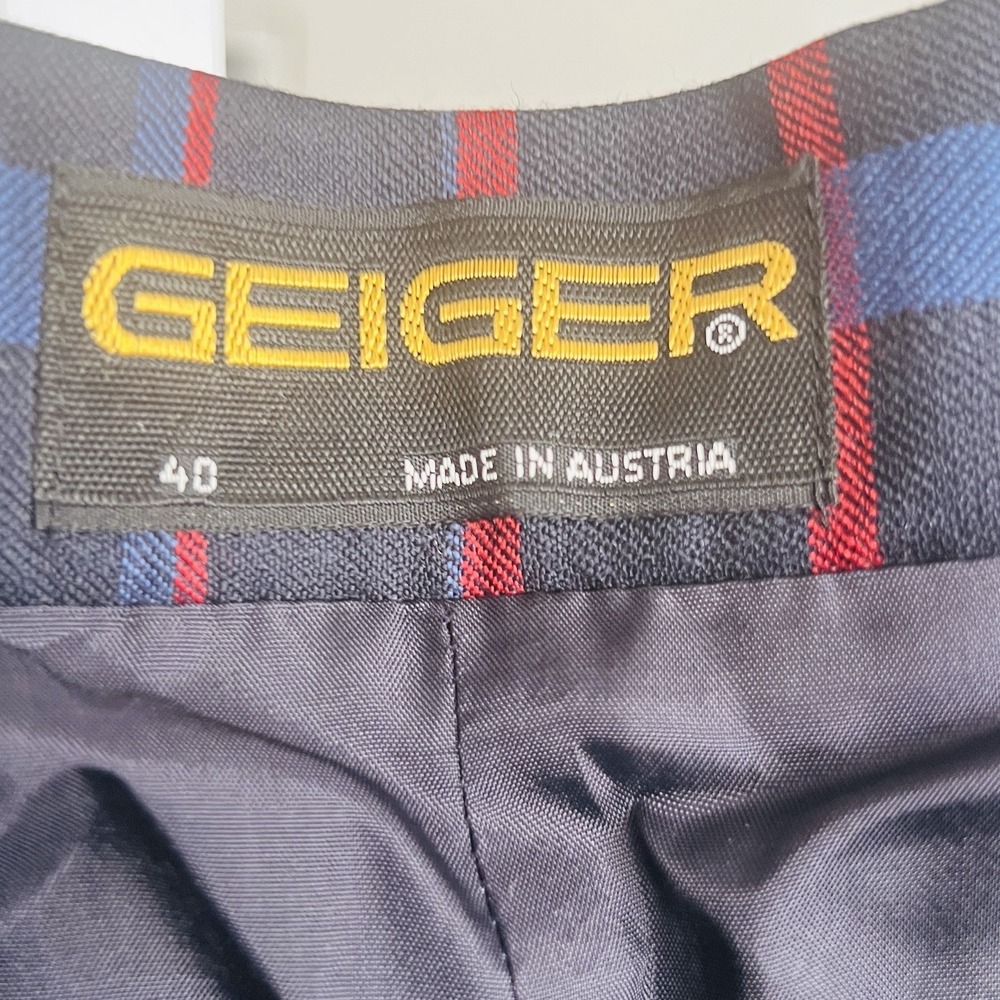 Geiger Of Austria VTG Plaid Pleated Skirt Blue SZ 40 Maxi Pockets Holiday Preppy - Picture 9 of 11